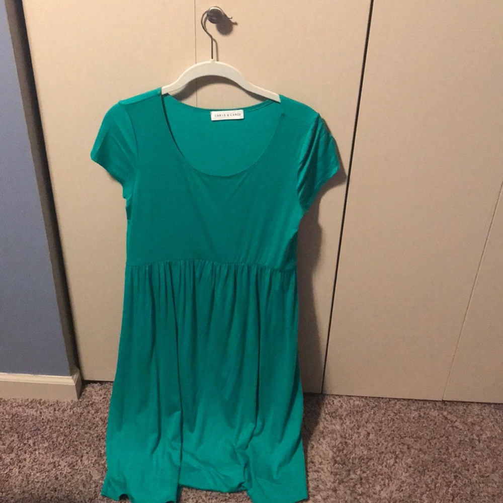 Green Short Sleeve Baby Doll Dress
